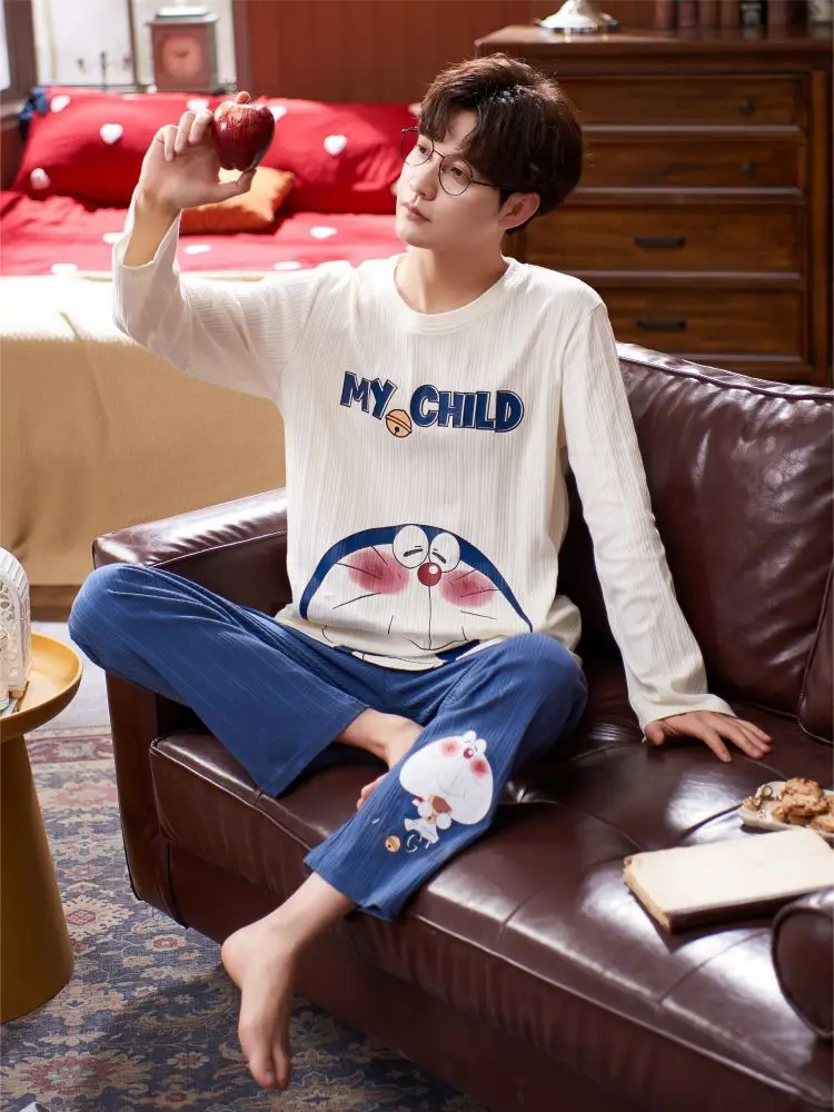 Matching Couple Pajamas Men's Cotton Silk Pajama Set Warm Korean New Two Piece Pojama Man Men Pyjamas Sleepwear Nightgown