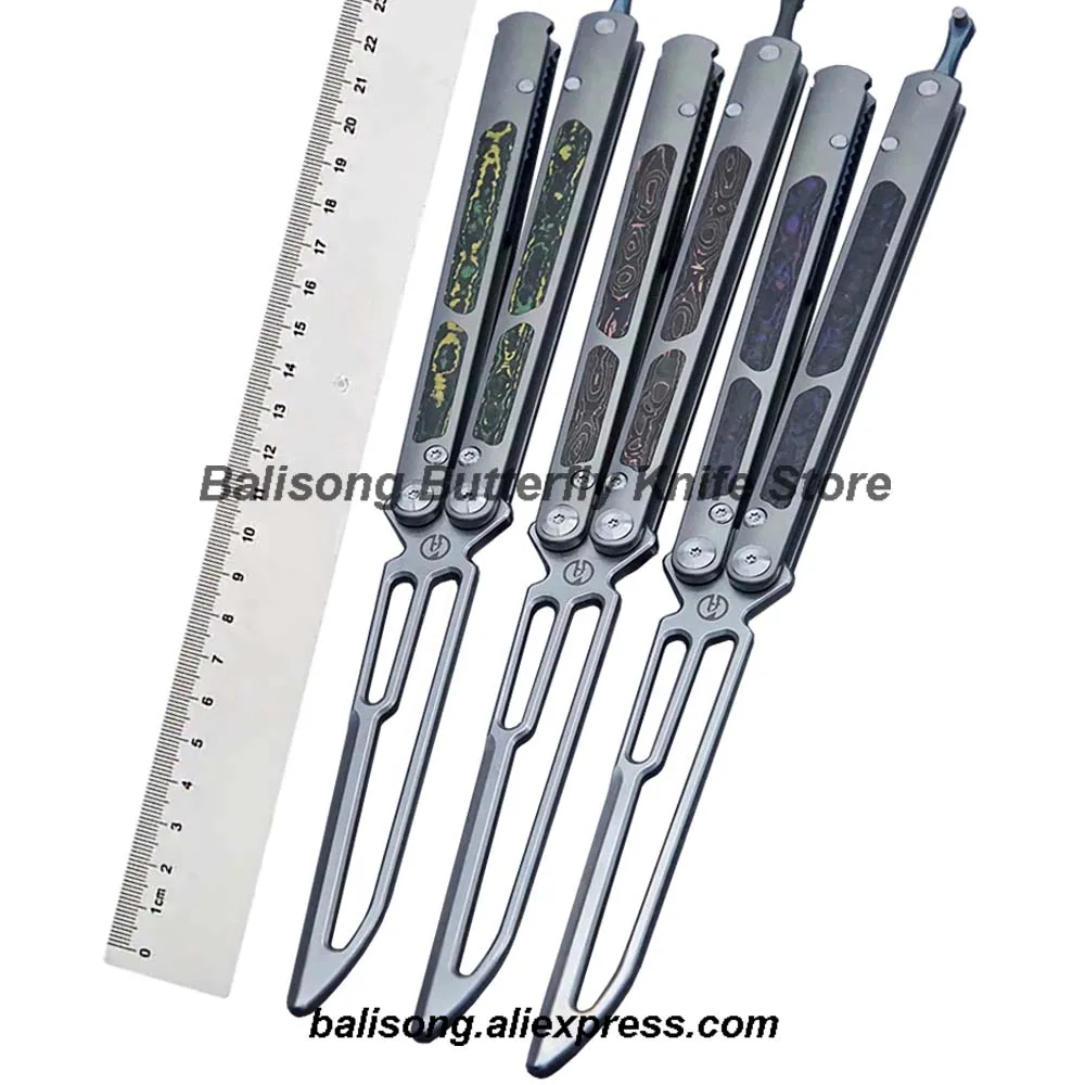 

Maxace Covenant-III Balisong Trainer CF+Titanium Handle M390 Blade Bushing System Outdoor EDC Tools Butterfly Trainer Knife