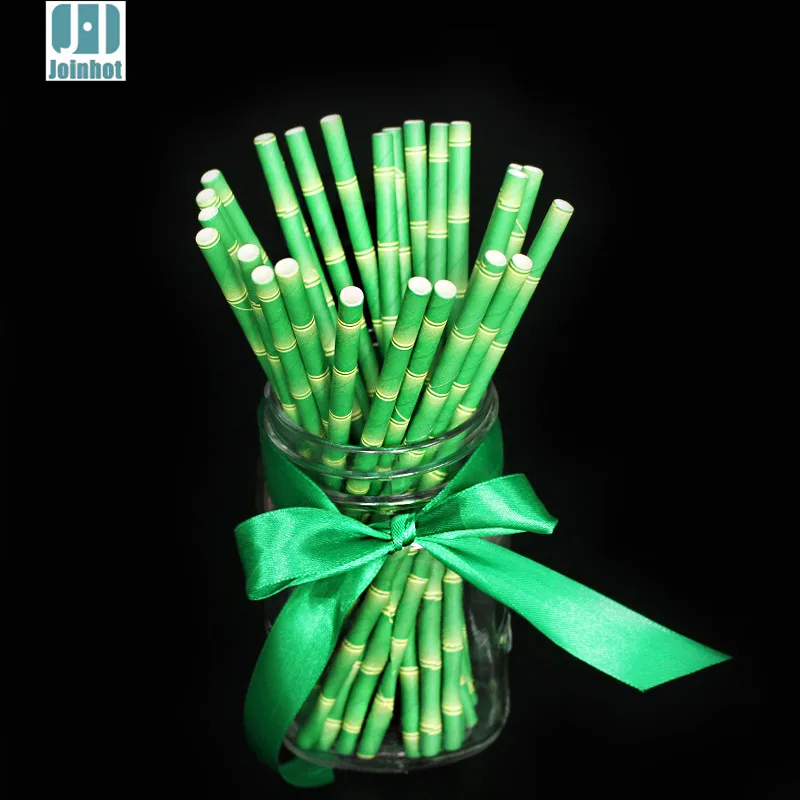 200 pieces Green bamboo paper straw for Drinking