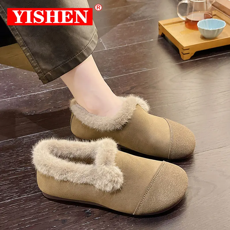 

YISHEN Casual Shoes Women Flat Heel Leather Spring Winter Lightweight Fashion Comfy Slip-on Shoes Loafers Ladies Flats Mujer