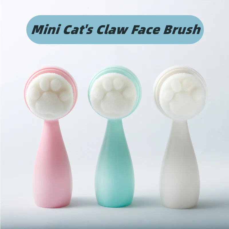 

3 Double-sided Silicone Manual Face Wash Instrument Cleaner Cat Claw Wave Point Mini Face Brush Skin Care Tool