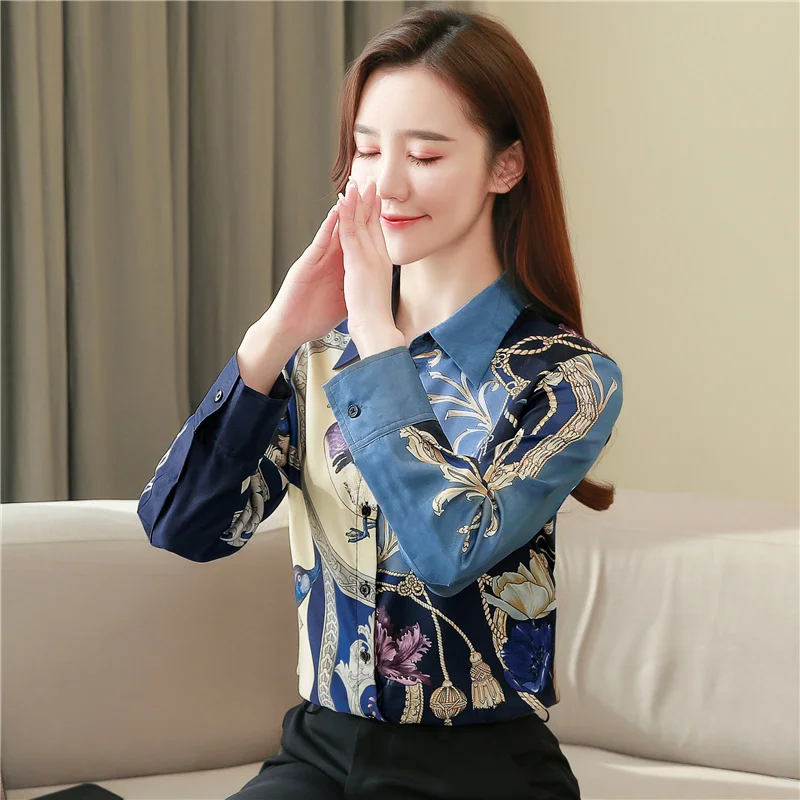 Vintage Long Sleeve Silk Blouse Women Spring Fashion Office Lady Shirt High  Quality Clothes Loose Plus Size Tops 8425 50