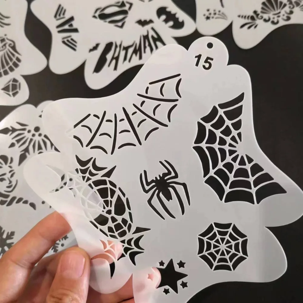 10Pcs Body Painting Face Art Stencils Paint Template Temporary Reusable Tattoos For Halloween Birthday Party DIY Paint Template