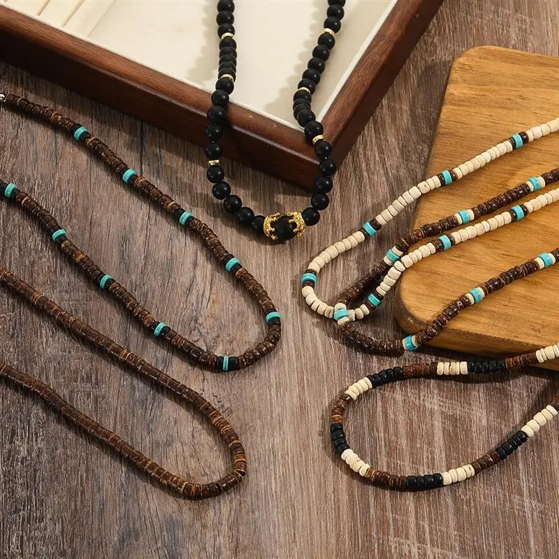Women Jewelry Velvet Choker Necklaces Beaded Necklace Vintage Wood Bead Chains Necklaces For Women Men Mixed Color Luxury Holiday Choker Necklace Jewelry Wedding Gift