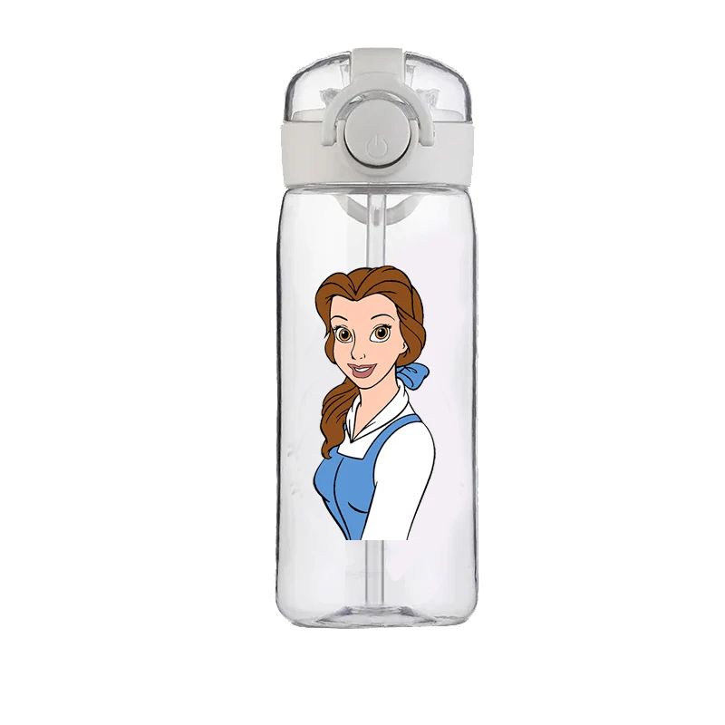 Disney Anime Beauty and the Beast Straw Cup Child Water Cup Food Grade Belle Prince Adams Cartoon Plastic Kettle Anti-drop Cup 3