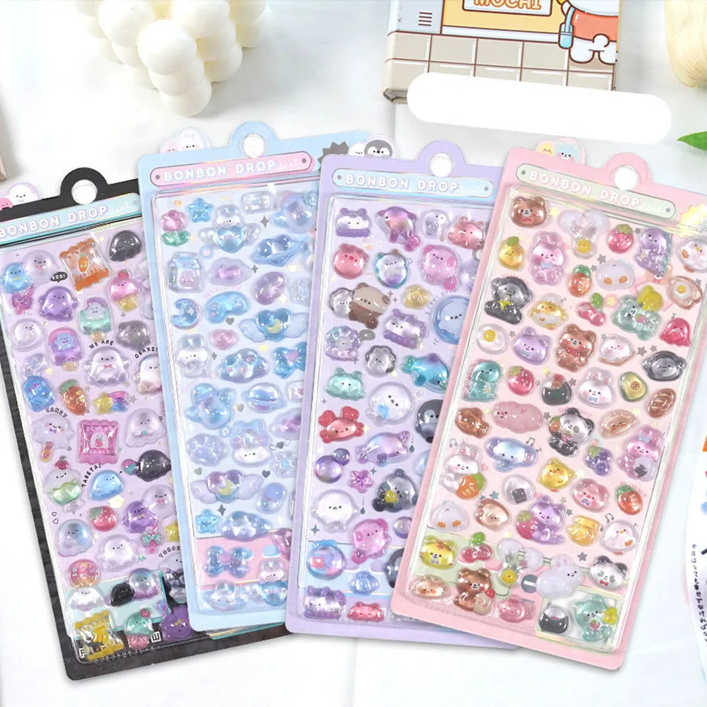 3D Stickers Cartoon Japanese 3D Relief Diamond Gemstone Sticker for Children's and Girls' DIY Mobile Phone Decoration 3d stickers anime motion stickers