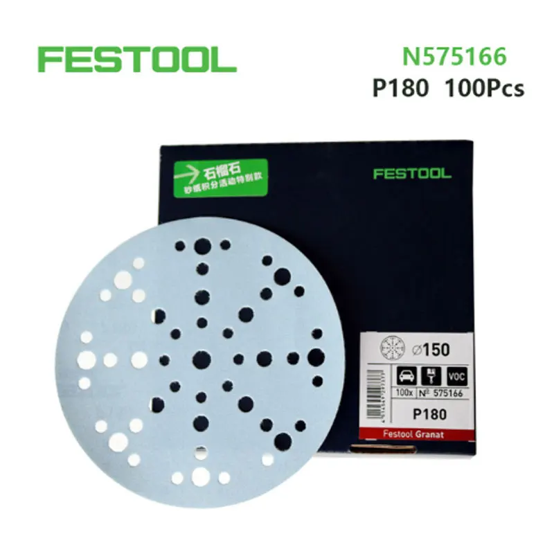 10PCS 원래 독일 FESTOOL 라이트 블루 가닛 건식 사포 6 48 홀 원형 연마 자동차 목수