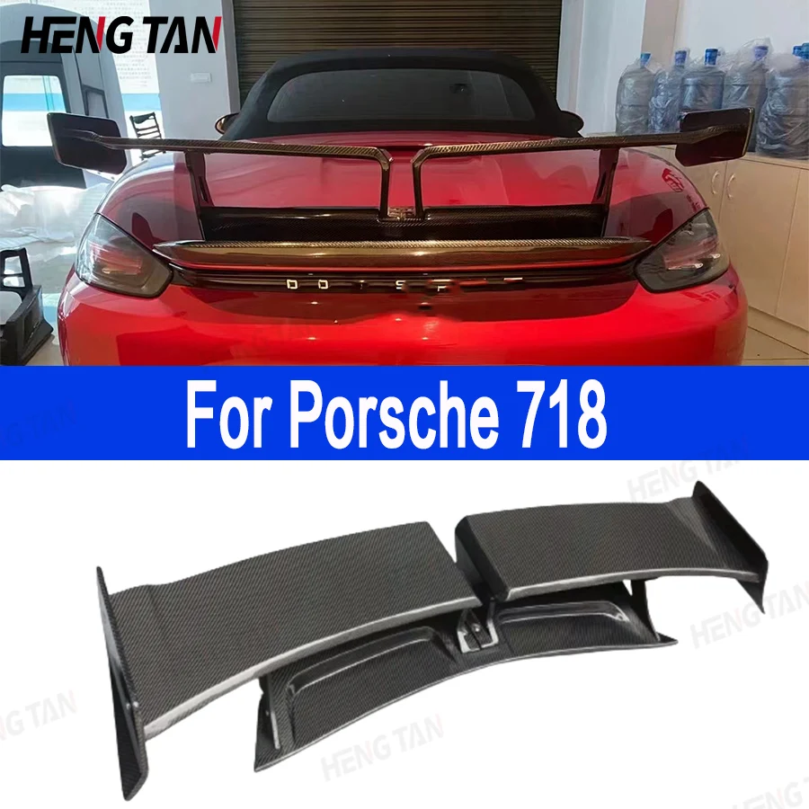 

For porsche 981 718 High quality Real Carbon Fiber Rear Spoiler Duckbill Car Wing Retrofit the rear wing Top Wing Body Kit