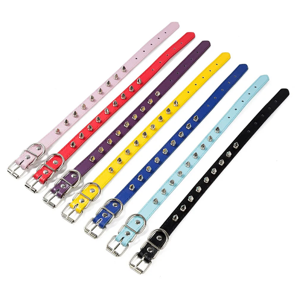 Dog Collar Pet Collar Spike Rivet Pu Leather Studded Spiked For Small Breed Pet Boy Dogs Male Cat Chihuahua