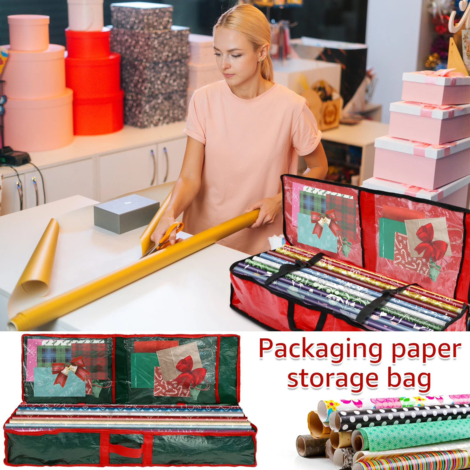 Description Picture 2 of itemWrapping Paper Storage Bag Durable Large Capacity Christmas Gift Waterproof Underbed Moisture-proof Dust-proof Organizer New