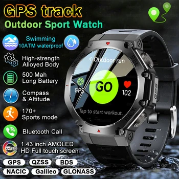 Nuovo GPS swim outdoor Smartwatch Display AMOLED GPS Track Bussola Altimetro Quadrante personalizzato Orologi sanitari Chiamata Bluetooth Smart Watch
