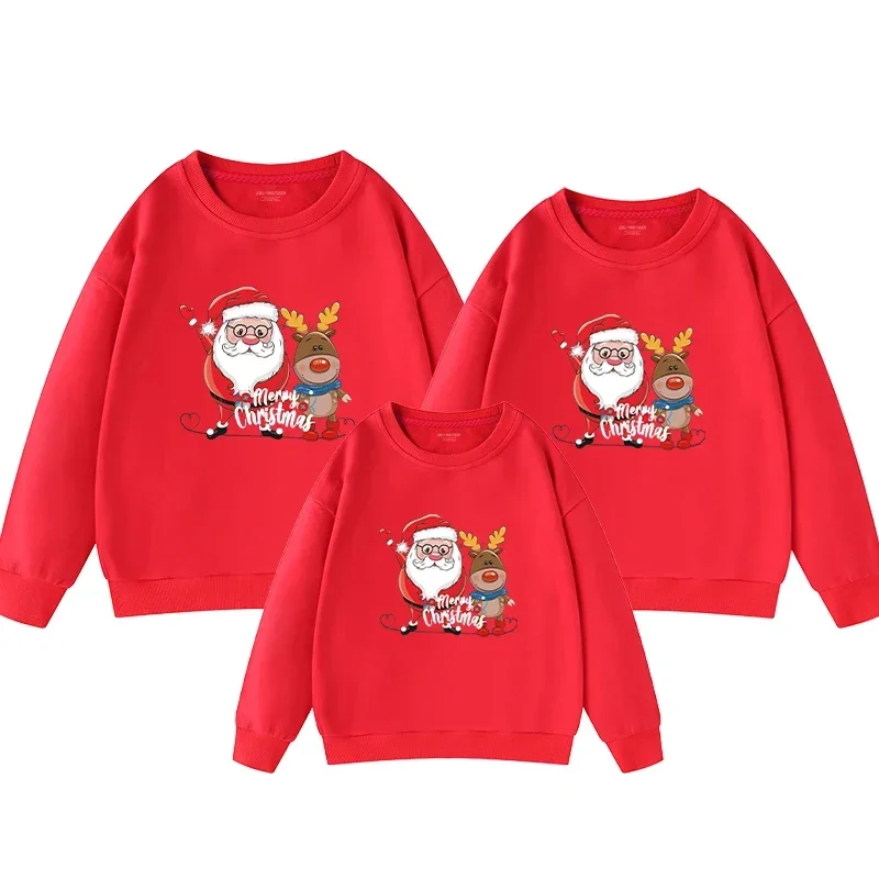thumbnail image 2 of 2024 Navidad Invierno Mamá Hija Tops Camisa estampada de Papá Noel Conjuntos familiares a juego Sudaderas para papá e hijo Ropa para parejas Suéteres, 2 of 5