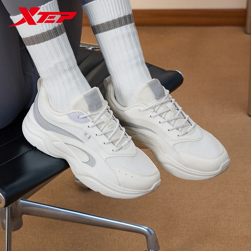 Xtep casual shoes for women spring retro all-match thick-soled anti-slip lightweight breathable sneakers 875118320036 women shoes