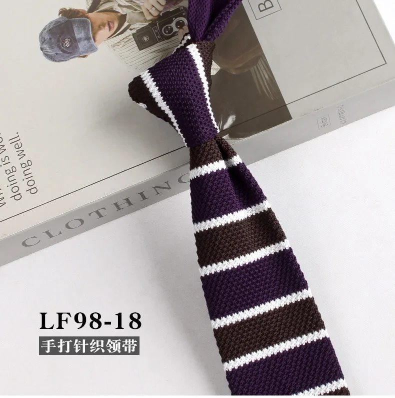 New Trendy British Casual Knitted Ties For Men Narrow Flat 6cm Width Striped Neckties College Boys Shirt Accessories Suit Cravat