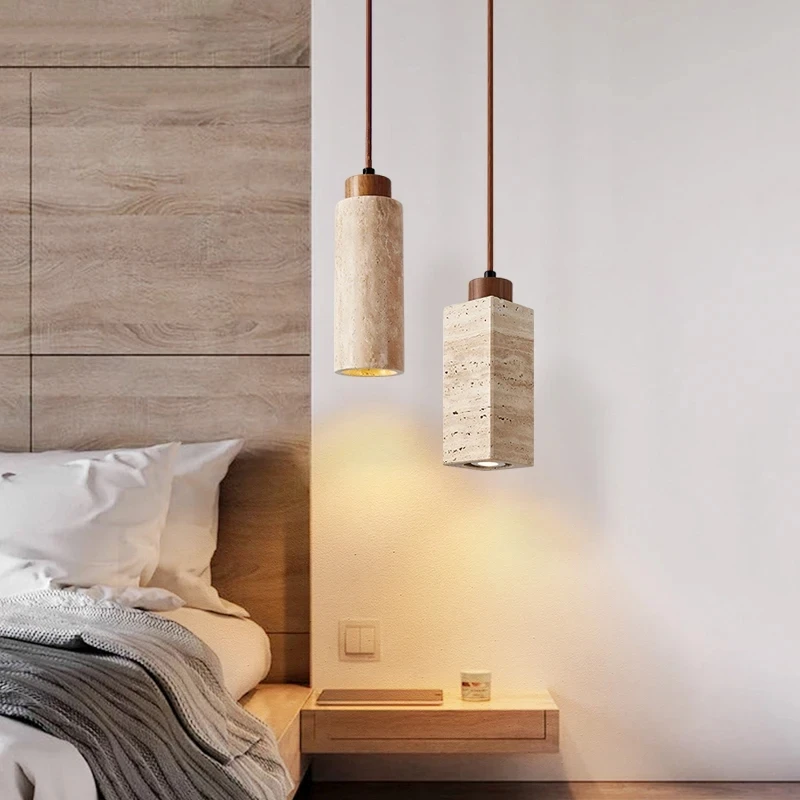 Popular New Style Wabi Sabi Yellow Stone Decorative Pendant Light Nordic Warm Family Restaurant Bedside LED Set Droplight