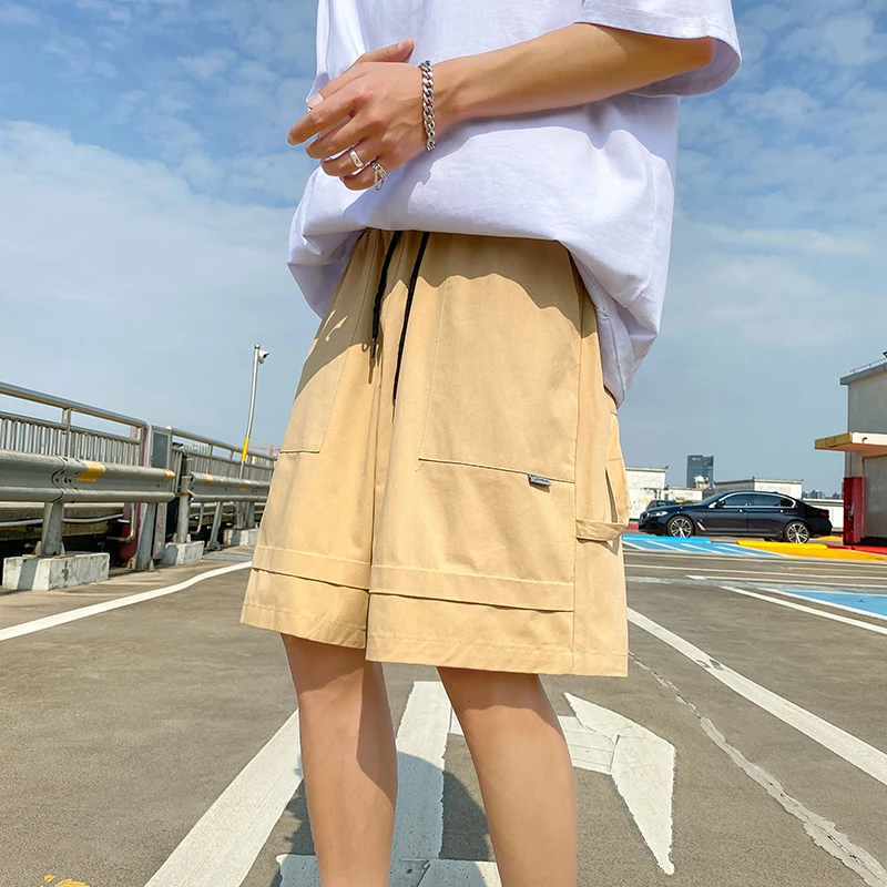 

Шорты мужские тонкие повседневные до колена, Модные свободные брюки-карго, прямые спортивные штаны, уличная одежда, цвет хаки, на лето