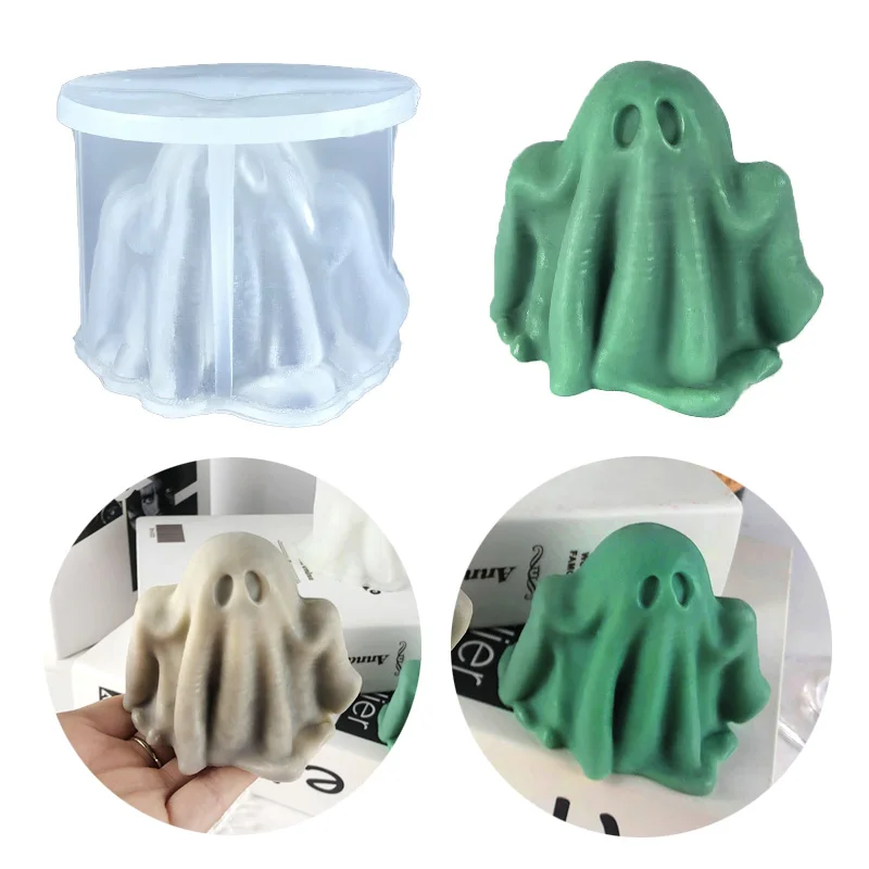 3D Stereo Halloween Ghost Silicone Mold Casting Plaster Candle Crafts Epoxy Resin Mold Halloween Decoration Jewelry Tools for chi yin yang candle uv epoxy resin mold gypsum plaster wax soap casting dropship