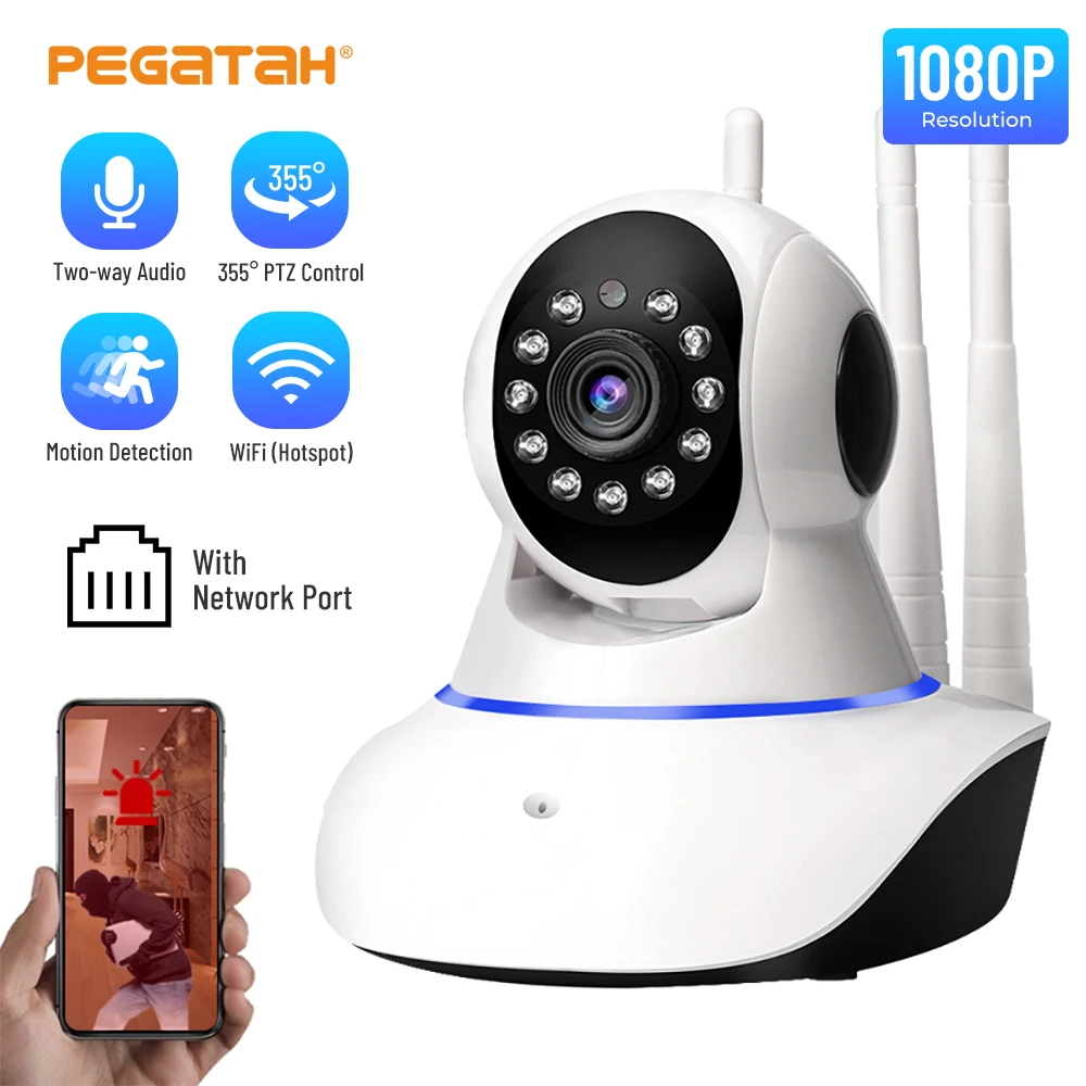 Pegatah 2Mp 1080P Wifi Camera V380 Pro App Wireless Ptz Ip Dome Camera Monitor Audio Bidirezionale Home Security Cctv Baby Monitor