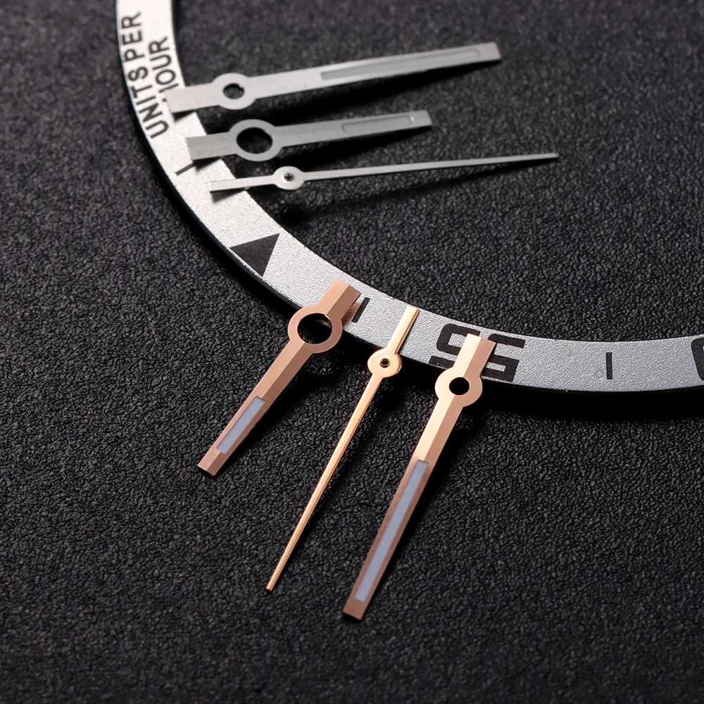 RoseGold Silver Gold Watch Hands with Green Luminous Finish - 3-Pin Pointers and Accessories