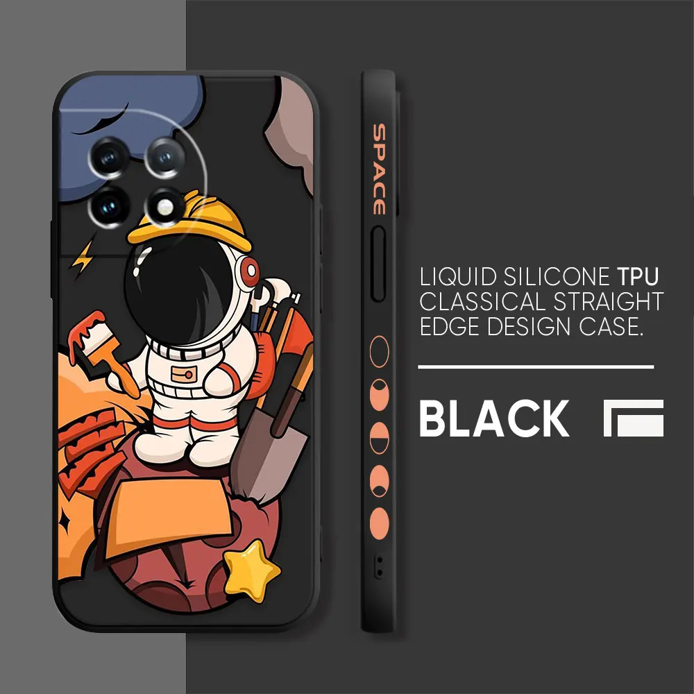 thumbnail image 1 of Case For Oneplus 5 6 9 9R 8 8T 7 7T A3 2 2V NORD 3 2 Lite Pro Simple Liquid Silicone Case Cartoon Spa3 Astronaut, 1 of 5