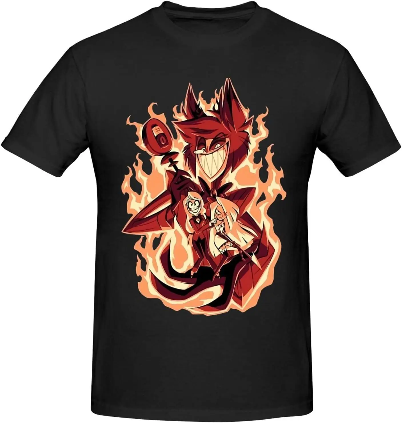 

Hazbin Anime Hotel Shirt Men's Personalised Short Sleeve T Shirt Fashion Graphic Tees Cool Casual Tops Black