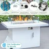 Aluminum terrace furniture with fire pit dialogue set, equipped with 29 inch deep seats (sky blue with white aluminum) 2
