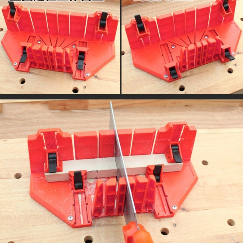 12/14" Adjustable Wood Miter Box Cutting Grip Back 0/22.5/45/90 Degrees Oblique Strip Woodworking Tool