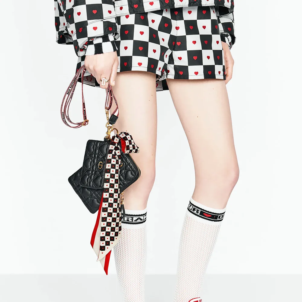 Black and White Checkerboard Women's Accessories Long Small Scarf Gray Silk Scarf Tied Princess Diana Bag Ribbon Wholesale