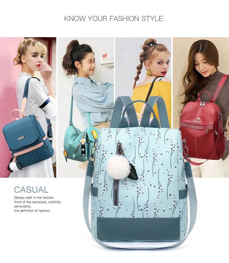 Fashion Flower Print Women Backpack Female Anti-theft Backpacks Casual Ladies School Bag High Quality Large Capacity Backpack