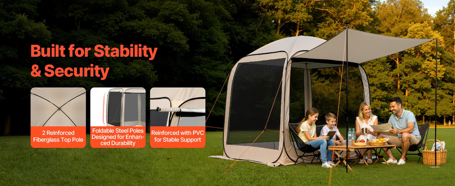 SucceBuy Screen House Tent Pop Up Screen Tent with Extended Awning Portable Screened with Carry Bag for Patio Backyard Outdoor