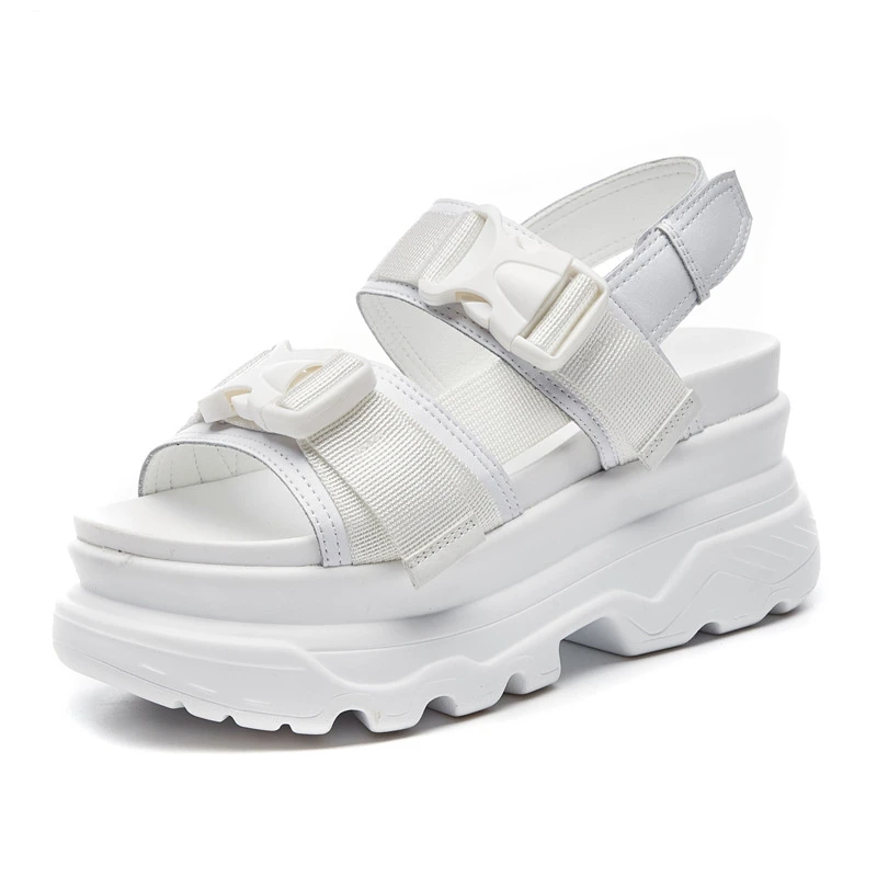 Summer Women Platform Sandals Fashion Buckle Design White 7cm ...