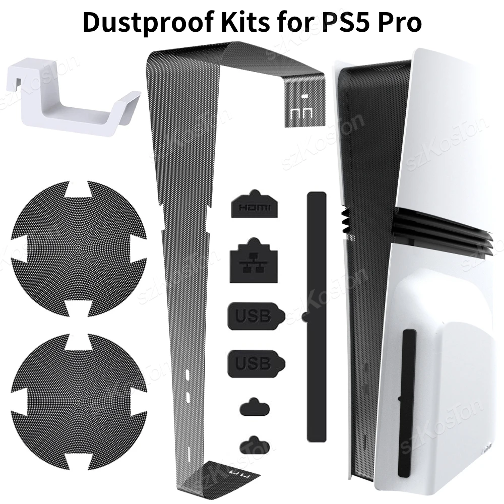 Premium Dust Protection & Cooling Kit for Gaming Consoles - 8-in-1 Dust Cover, USB Port Plugs, Cooling Fan, and Dust Filter Accessories