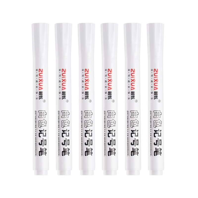 White Marker Pens Set 2.0mm Oily Waterproof White Gel Pen DIY Graffiti Sketching Paint Marker Stationery Writing School Supplies