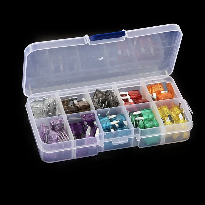 Profile Small Size Blade Car Fuse Assortment Set 120Pcs car fuses kit circuit adapters and fuse set For Auto Car Truck 2/3/5/7.5/10/15/20/25/30/35A Fuse with Plastic Box