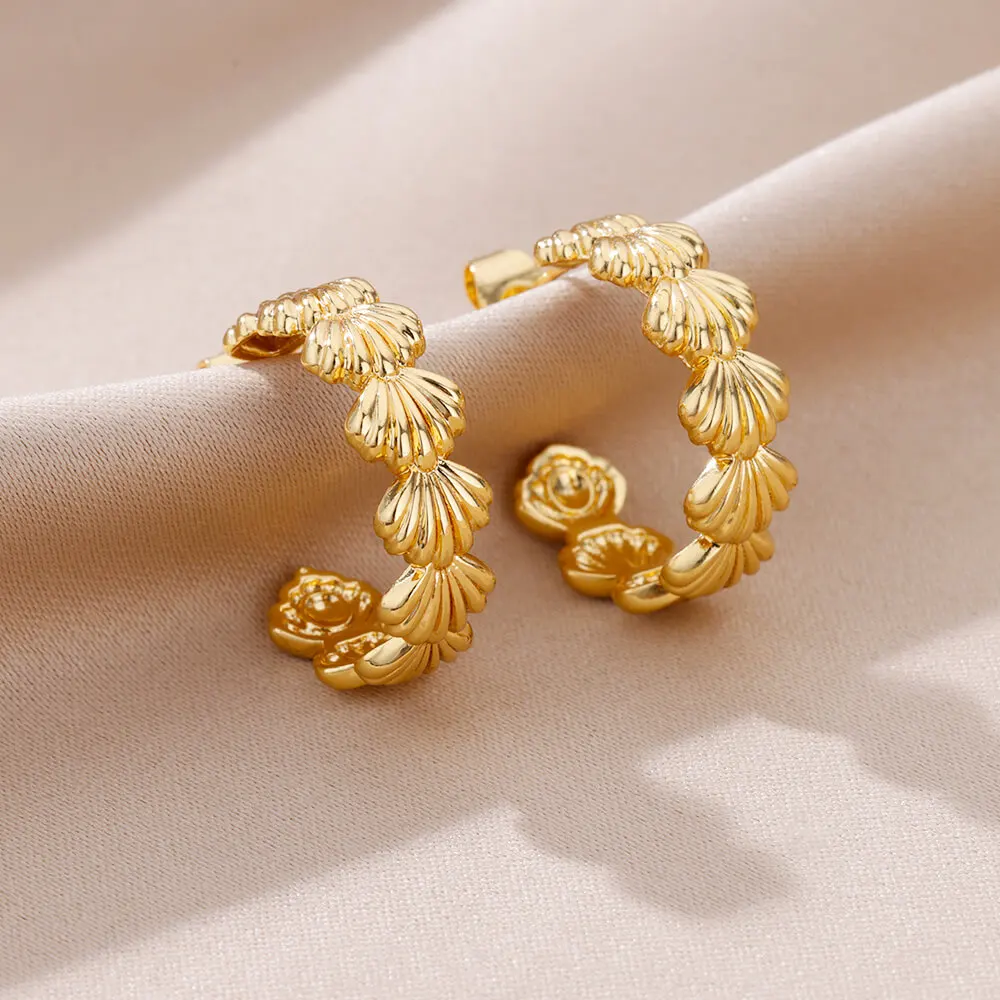 Korean Style C-shaped Shell Stainless Steel Earrings For Women