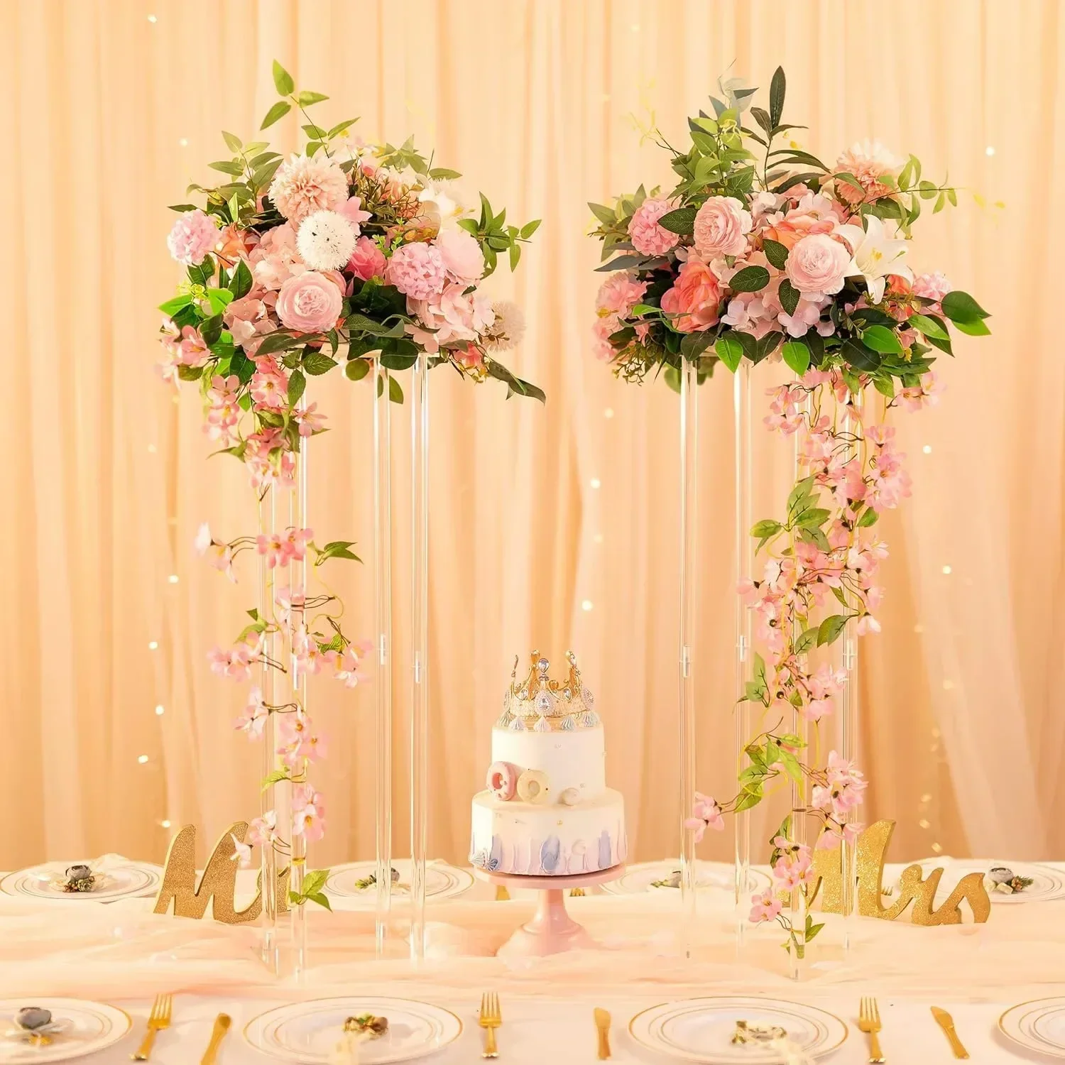 10個 ゴールド花瓶 テーブル用センターピース メタルフラワースタンド ウェディングセンターピース 高さ17.7インチ トランペッ 並行輸入品 ゴールド花瓶 ウェディングセンターピース テーブル用 - 10個 トール