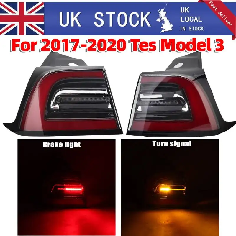 LED Car Tail Back Lamp ABS Car Rear Brake Lights Passanger Side Outer Replacement Taillight for 2017-2020 Tes Model 3