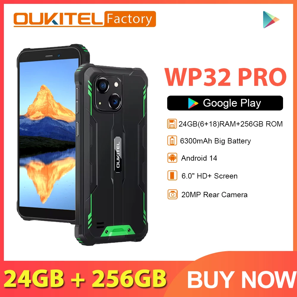 Oukitel WP32 プロ頑丈なスマートフォン 24 ギガバイト + 256