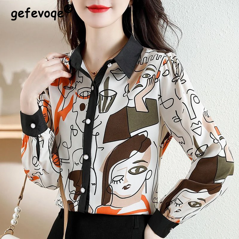 

Women Funny Abstract Graphic Print Harajuku Y2K Shirts Spring Autumn Trendy Long Sleeve Streetwear Blouses Chic Tops Blusa Mujer