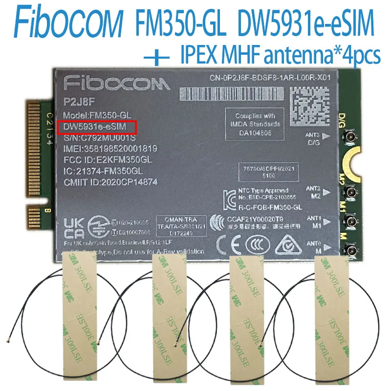 Fibocom-módulo para Dell Latitude Mimo Gnss Modem Fm350-gl Dw5931e Dw5931e-esim 5g M.2 5531 9330 3571 Laptop 4x4 - Imagem 3