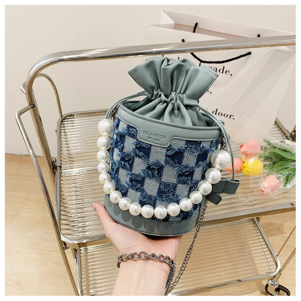 Personalized Bucket Bag 2022 New Women's Handbag Trend  Single Shoulder Cross Bag Niche Design Casual Fashion Denim Small Bag