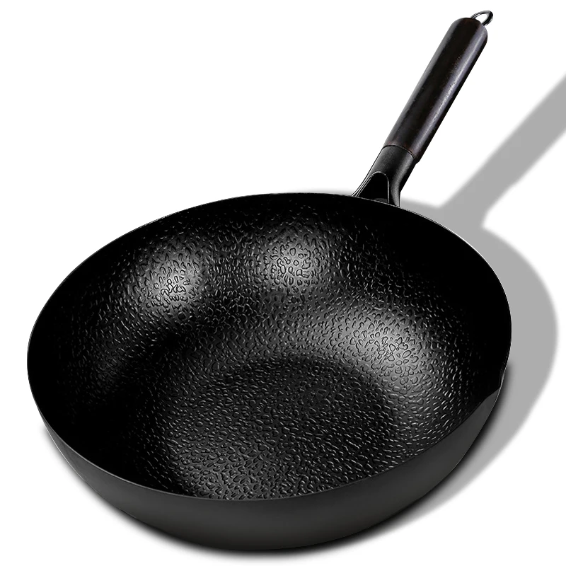 

Wok Pan, Stir Fry Pan Flat Bottom Pan,Cast Iron Wok for Electric Stove, Induction Cooker and Gas Stove