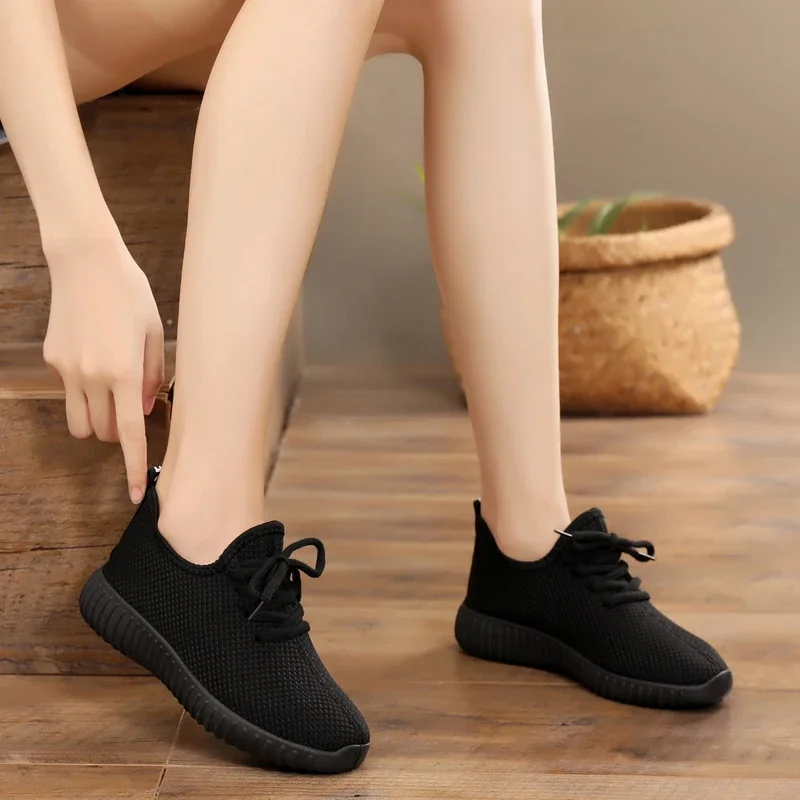 Women's Vulcanize Shoes 2024 Sneakers Solid Black Red Shoes Gym Fitness Trainers Walking Sport Shoes Female Zapatos Mujer - 2