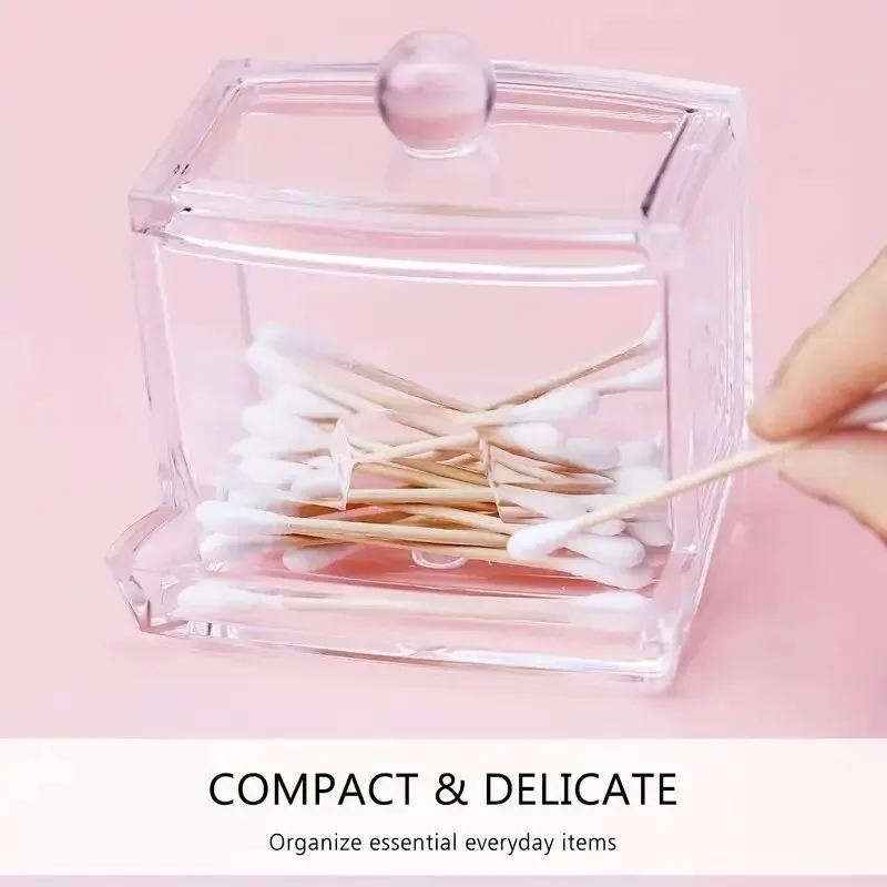 뚜껑 대용량 욕실 아크릴 투명 컨테이너 항아리 디스펜서와 면봉 공 저장 상자
