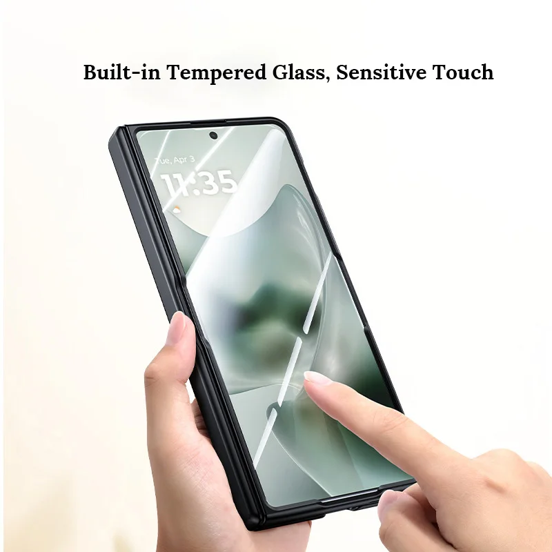 Foldable Phone Case with Built-in Tempered Glass and Full Hinge Protection
