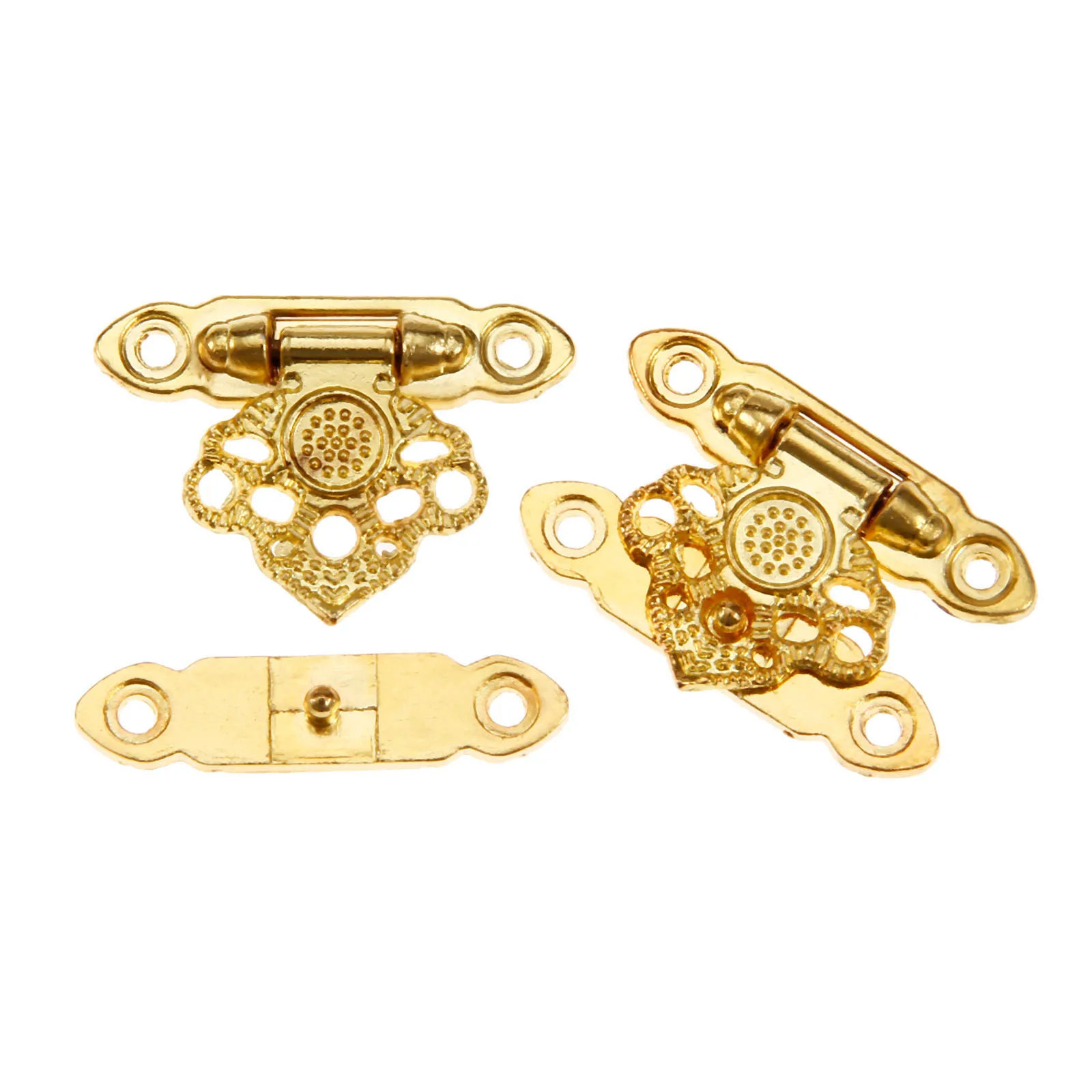 6 Pcs Box Latch Clasps with Screws Decorative Hasp Latches for Cabinet Jewelry Wooden Box Case Buckle Gold 35 x 25mm Zinc Alloy