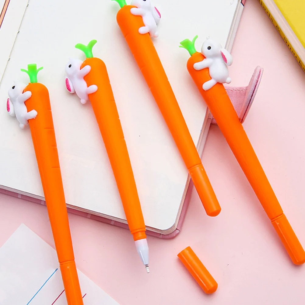 

24 Pcs Carrot Gel Pen Student Writing Cartoon Pens Fountain Office Signature Ink Note Taking Christmas Soft Rubber