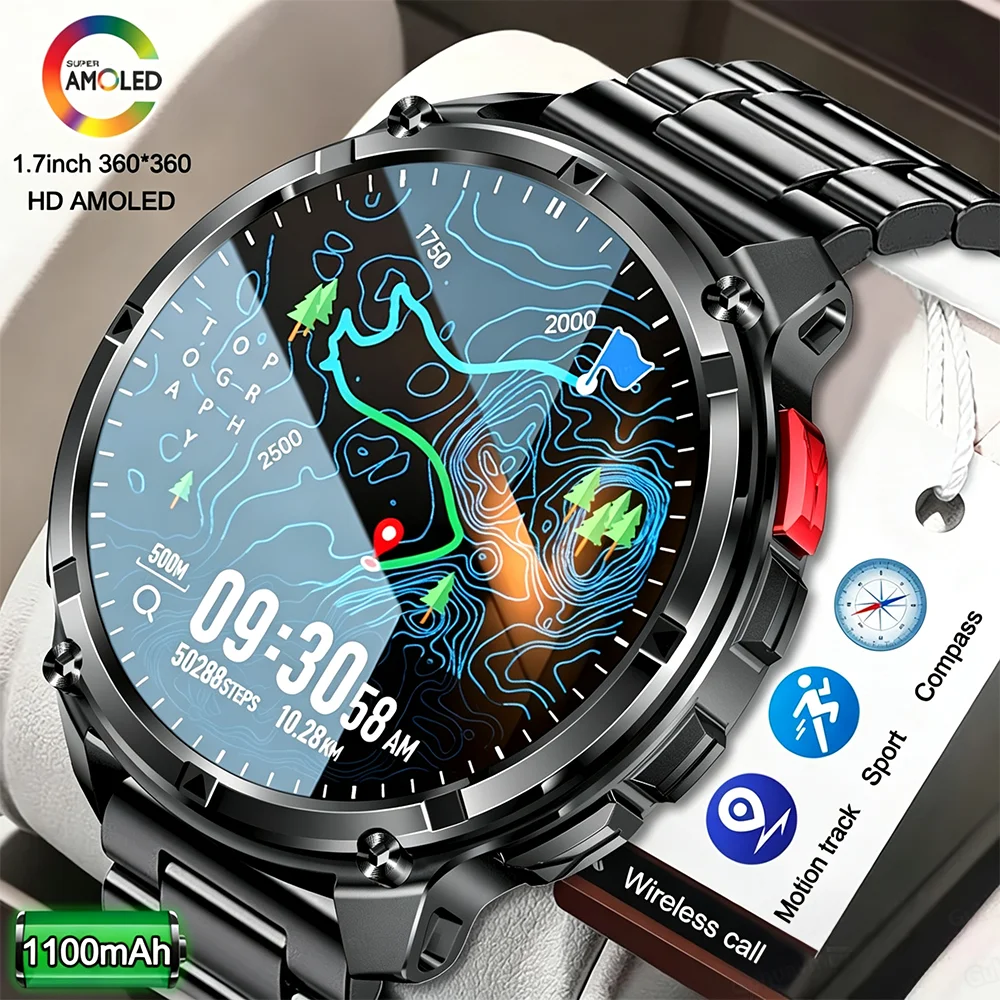 Enhanced Outdoor Sports Smartwatch with GPS & 5ATM Waterproof Rating