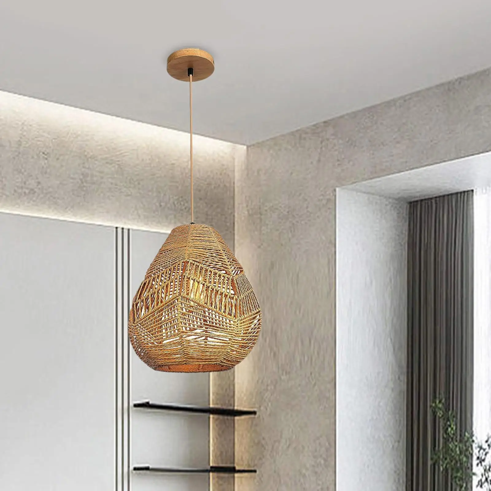 

Pendant Sconce Shade Rope Lampshade Wicker Pendant Light Shade for Bedroom Living Room Ceiling Fan Light Bulb Hotel Chandelier