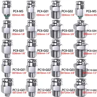 PC PNEUMATIC Quick Connector 304 สแตนเลสสตีล G ด้าย M5 M6 1/8 "1/4" 3/8 "1/2" BSP ด้ายภายนอกท่อน้ําแก๊ส CONNECTOR 1